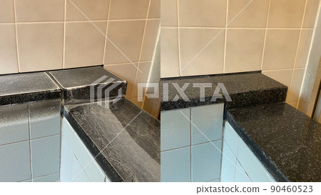 Efflorescence removal from a polished black granite surface Efflorescence removal from a polished black granite surface 90460523