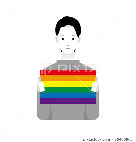 LGBTQ+，拿著彩虹旗的男人 90460963