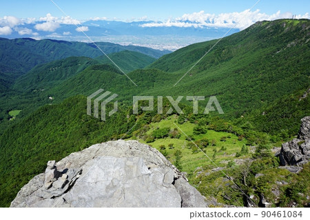 View from the Utsukushigahara Plateau Alps Observation Course in Summer A large panorama of Matsumotodaira and the Northern Alps 90461084