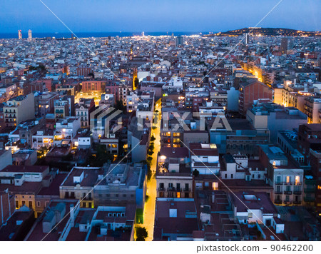 mass of roofs of houses on the spanish city of Barcelona in the evening mass of roofs of houses on the spanish city of Barcelona in the evening 90462200