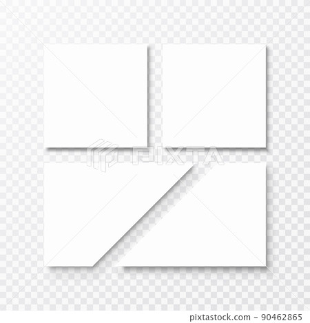 Photo frame mockup on white background with shadow. White template photo collage. 90462865