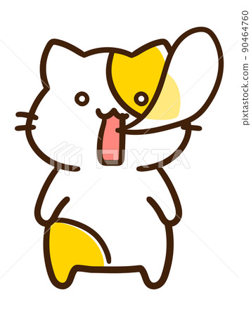 失去靈魂的可愛貓的手寫風格變形插圖 90464760