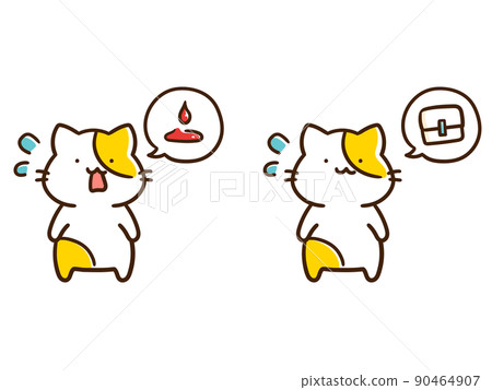 可愛的手寫風格變形插圖集經期貓 可愛的手寫風格變形插圖集經期貓 90464907