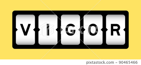 Black color in word vigor on slot banner with yellow color background Black color in word vigor on slot banner with yellow color background 90465466