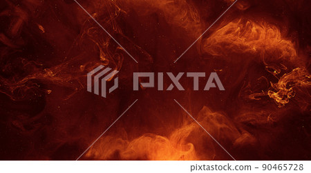 Fume ink flow. Burning flames effect. Red orange black paint blend. Abstract art background shot on Red Cinema camera 6k. 90465728