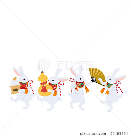 2023 New Year's card material Rabbit year dancing rabbit 90465864