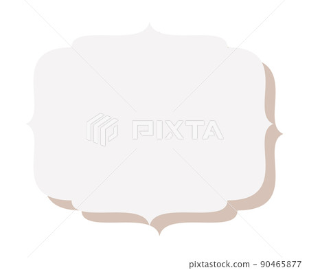 Blank frame label. White elegant emblem with shadows, empty decor element with copy space, graphic design, victorian border, premium quality badge. Classic ornate sticker shape, vector object 90465877