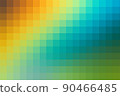 Background of orange and blue and green colors squares connected diagonally. Geometric texture. Abstract art pattern of square pixels, space for your design or text. A backing of mosaic squares for 90466485