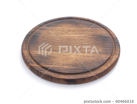 Wood cutting board isolated at white background. Wooden pizza board 90466818