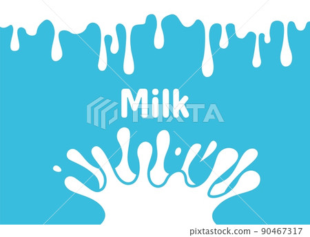 Milk splash background. Milkshake presentation, liquid cream or dairy product. White drink on light blue. Fresh healthy food, dessert yogurt exact vector poster 90467317