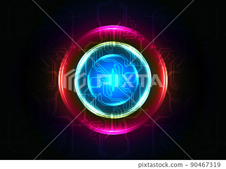 Abstract vector technology design background concept with circuit and circle light effects background, abstract tech, illustration vector design 90467319