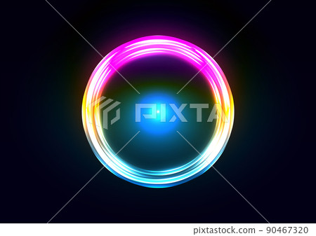 abstract vector neon circle  light and glow round frame background, circle of glowing neon lighting on dark background,illustration vector design 90467320