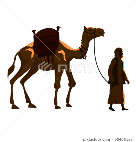 Camel and Arab man cameleer. Vector illustration 90468182