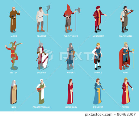 Medieval Isometric Icons Set 90468307
