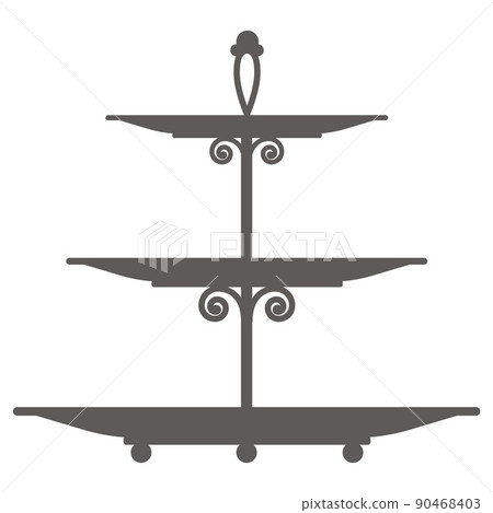 Cake stand in flat icon style. Empty tray for fruit and desserts. Vector silhouette Cake stand in flat icon style. Empty tray for fruit and desserts. Vector silhouette 90468403