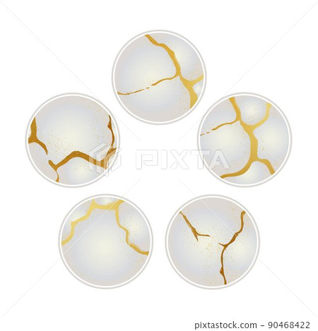Kitsugi golden color white circles 90468422