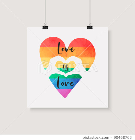 Love is Love. Vector Design for T-shirt, Plackard Print, Pride Month Celebrate Concept. Typography Qute, Watercolor Heart, Lgbt Rainbow, Transgender Flag. LGBT, Gays, Lesbians, Fight for Human Rights 90468763