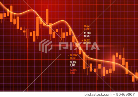 Negative chart of investment financial data. The concept of economic recession and crisis. Fall of world trade 90469007