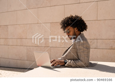 African American man working in open air 90469166