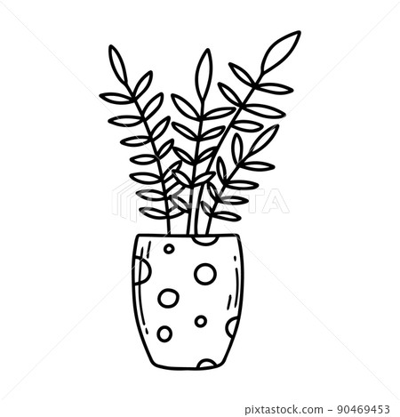 Houseplant in a pot. Nice houseplant. A beautiful plant. Vector illustration in doodle style. Houseplant in a pot. Nice houseplant. A beautiful plant. Vector illustration in doodle style. 90469453
