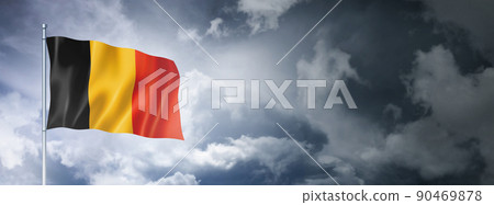 Belgian flag on a cloudy sky 90469878