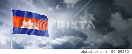 Cambodian flag on a cloudy sky 90469880