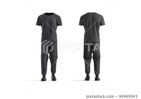 Blank black sport uniform mockup, front and back view 90469943