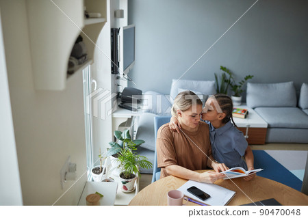 Loving Stepmom with Daughter 90470048