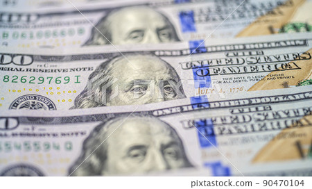 american dollars. close-up of a fragment of american money 90470104