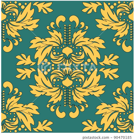 Damask element in classic style on white background. Royal template. Silhouette vector. Vector Damask element in classic style on white background. Royal template. Silhouette vector. Vector 90470185