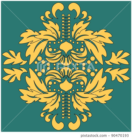 Damask element in classic style on white background. Royal template. Silhouette vector. Vector Damask element in classic style on white background. Royal template. Silhouette vector. Vector 90470193