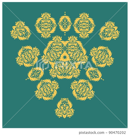 Damask element in classic style on white background. Royal template. Silhouette vector. Vector 90470202