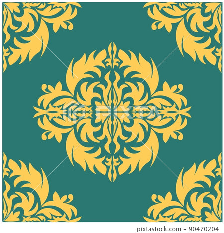 Damask element in classic style on white background. Royal template. Silhouette vector. Vector Damask element in classic style on white background. Royal template. Silhouette vector. Vector 90470204