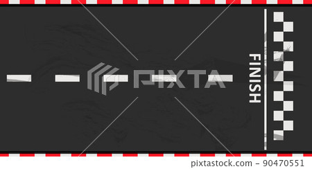 Road race, street top view in cartoon style. Surface textured part, speedway near finish. Road race, street top view in cartoon style. Surface textured part, speedway near finish. 90470551