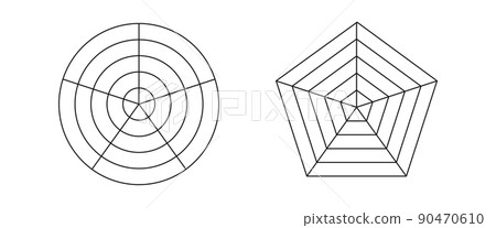 Pentagonal and round grid diagram Pentagonal and round grid diagram 90470610