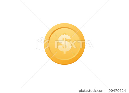 Dollar gold coin. Yellow treasure and rich... - Stock Illustration ...