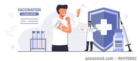 Bandage arm vaccine concept Flue coronavirus prevention Bandage arm vaccine concept Flue coronavirus prevention 90470692