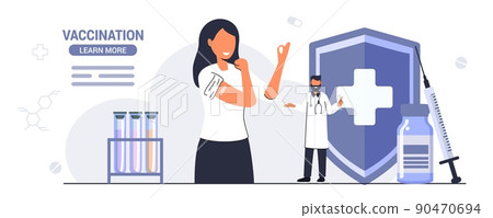 Bandage arm vaccine concept Flue coronavirus prevention Bandage arm vaccine concept Flue coronavirus prevention 90470694