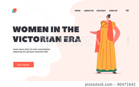 Women in the Victorian Era Landing Page Template. 19th Century Lady, English Woman Wear Elegant Gown and Scarf Women in the Victorian Era Landing Page Template. 19th Century Lady, English Woman Wear Elegant Gown and Scarf 90471642