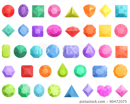 Rhinestones icons set cartoon vector. Gem stone. Jewel gemstone Rhinestones icons set cartoon vector. Gem stone. Jewel gemstone 90472075
