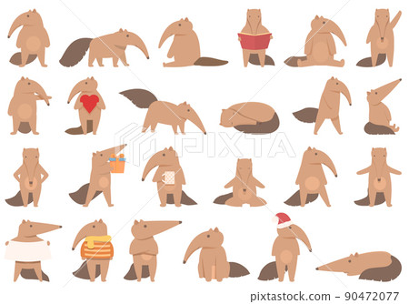 Anteater icons set cartoon vector. Ant animal. Giant fauna 90472077