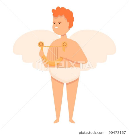 Cupid harp icon cartoon vector. Love day. Baby heart Cupid harp icon cartoon vector. Love day. Baby heart 90472167