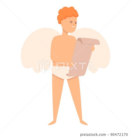 Cupid reading icon cartoon vector. Love day. Angel baby 90472170