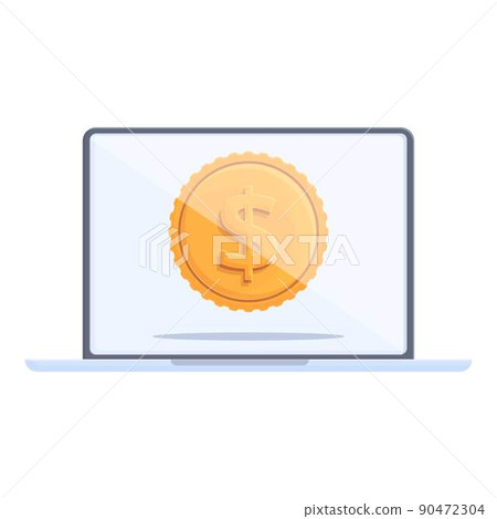 Laptop money icon cartoon vector. Blog funnel. Streaming strategy Laptop money icon cartoon vector. Blog funnel. Streaming strategy 90472304