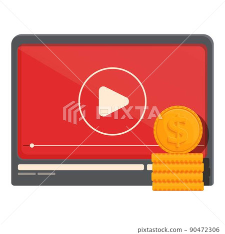 Video player cash icon cartoon vector. Money blog. Profit check Video player cash icon cartoon vector. Money blog. Profit check 90472306