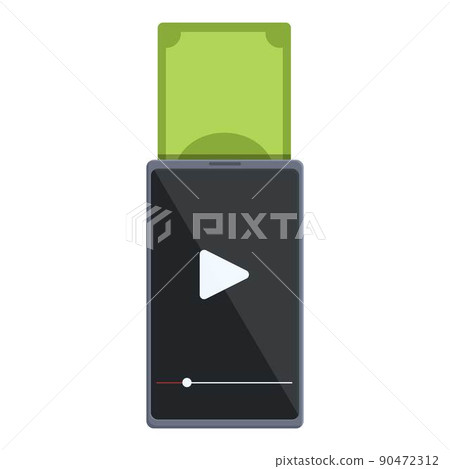 Video phone monetize icon cartoon vector. Lead profit. Income data 90472312