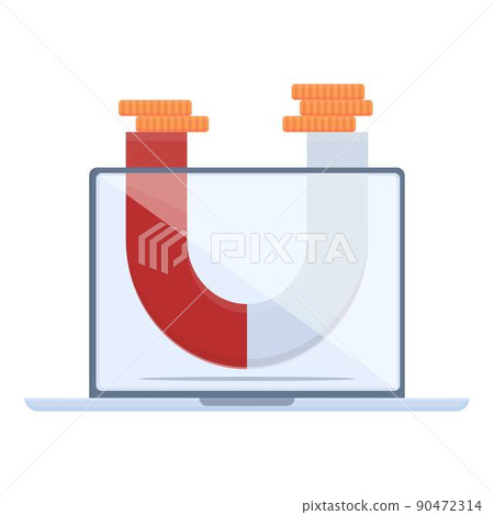 Online money magnet icon cartoon vector. Blog monetize. Profit lead Online money magnet icon cartoon vector. Blog monetize. Profit lead 90472314