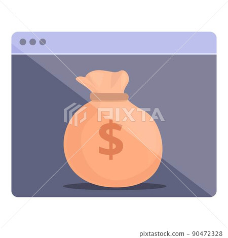 Web online money bag icon cartoon vector. Blog monetize. Strategy profit Web online money bag icon cartoon vector. Blog monetize. Strategy profit 90472328