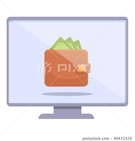 Online money wallet icon cartoon vector. Blog monetize. Profit strategy Online money wallet icon cartoon vector. Blog monetize. Profit strategy 90472329