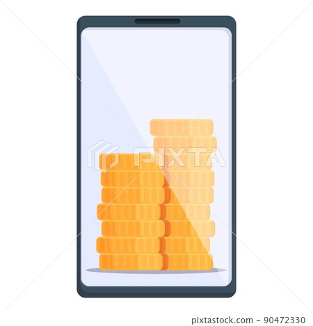 Smartphone online money icon cartoon vector. Blog funnel. Profit lead Smartphone online money icon cartoon vector. Blog funnel. Profit lead 90472330